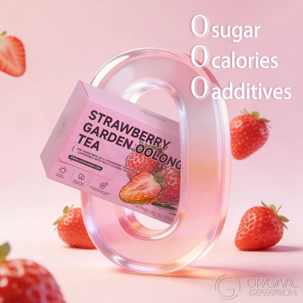 BOGO Strawberry Garden Oolong Tea Blend (2 Cartons, 80g Total: 8g×10 Packs Each) with 500ml/17oz Color-Changing Water Bottle, Diverse Flavors Beverage for Tea Lovers, Unique Taste Mix of Snow Pear, Kiwi, Roselle, 10‑Pack Convenience