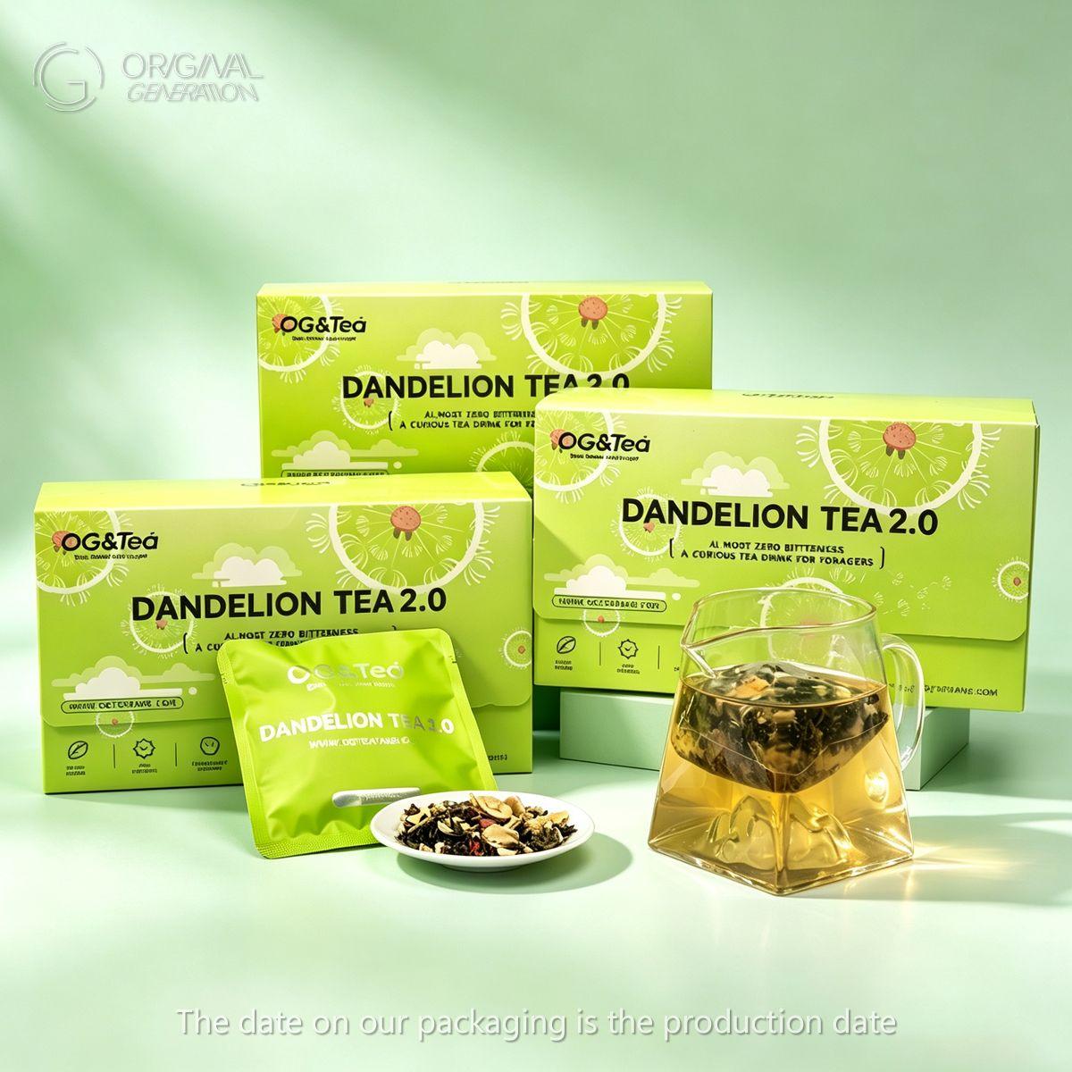 BOGO 2.0 Liver Detox Tea Dandelion Tea Caffeine Free 2 Cartons 70g (7g×10packs)×2 With Siraitia Grosvenorii Seed Dandelion Hawthorn Fig Chrysanthemum Plum Kernels Chiciry Mint
