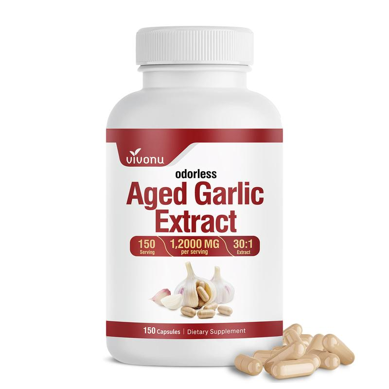 BOGO VivoNu Odorless Aged Garlic Extract Capsules｜Daily Intestinal Support · Gut Health & Digestion Support · Microflora Balance｜150 Capsules Herbal Dietary Supplement Natural Supplements