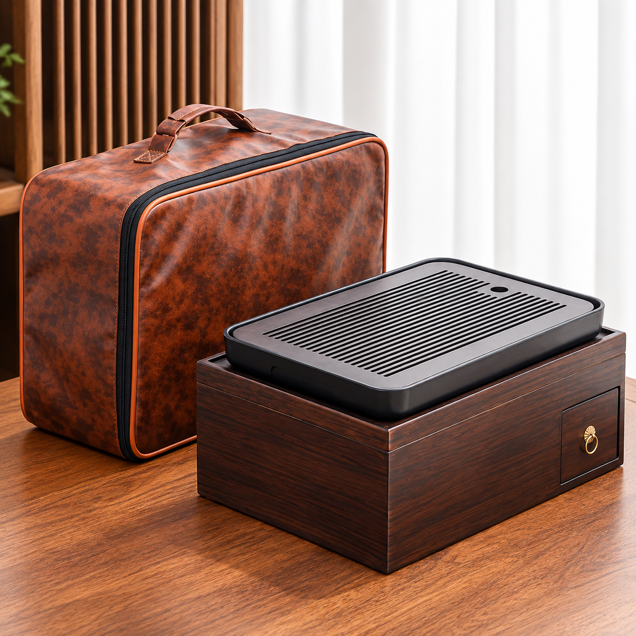 Portable Kung‑Fu Tea Set with Multi‑Function Storage Case