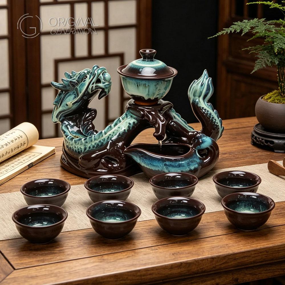 Prosperous Age Auspicious Dragon Automatic Tea Set(Auspicious Dragon + 8 Cups)