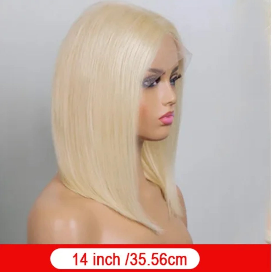 100% Human Hair Half Lace Wig with Hand-Tied Bangs - DIY Color and Style, Default 180% Density