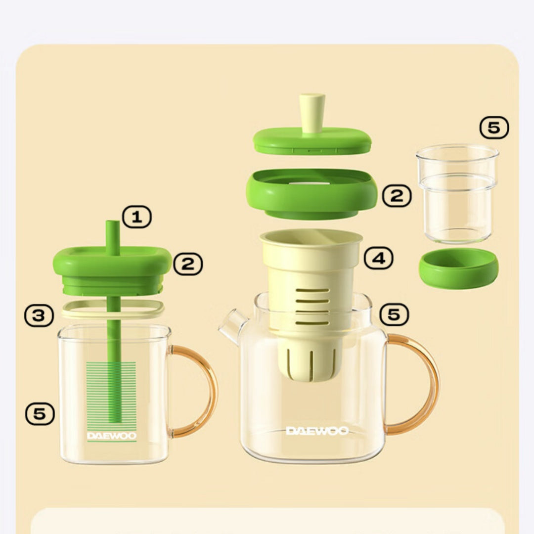 Heating Tea Pot Set with Tea Pot Heating Cup Mat and Sharing Cups