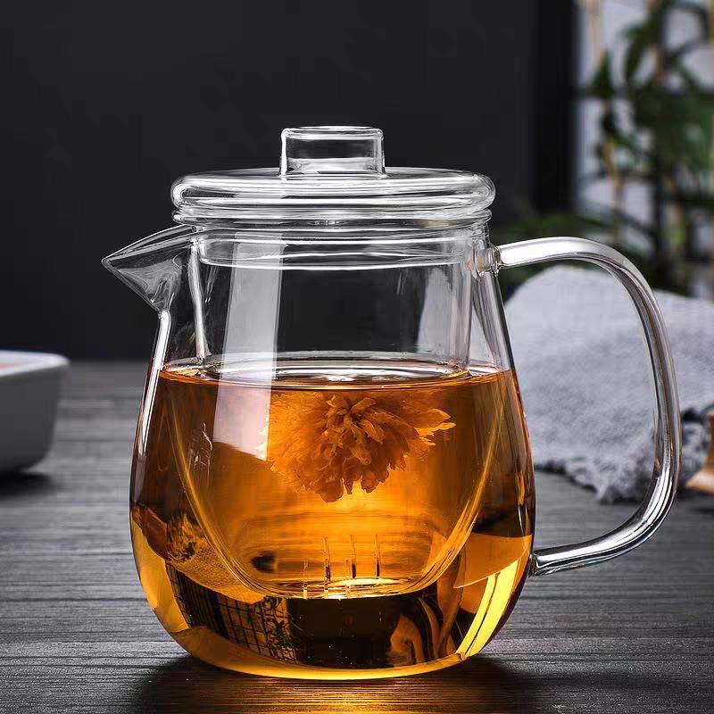 Penguin‑Style Thickened Glass Teapot 650ml,Tea‑Water‑Separation Tea Infuser for Flower Tea, Black Tea for Home & Office Use