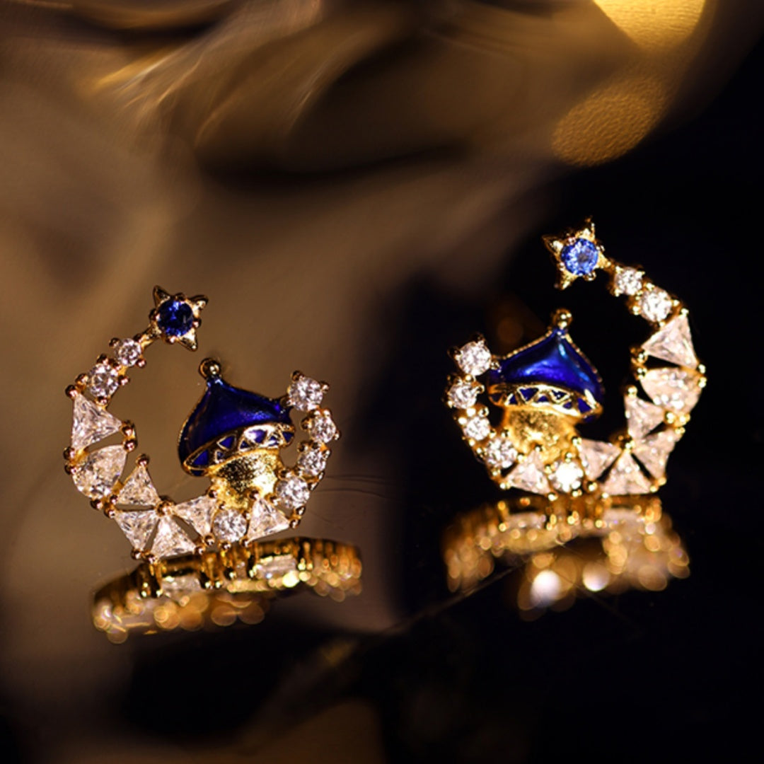 Moon Castle Retro-inspired Royal-style Elegant Silver Gold-plated Earrings