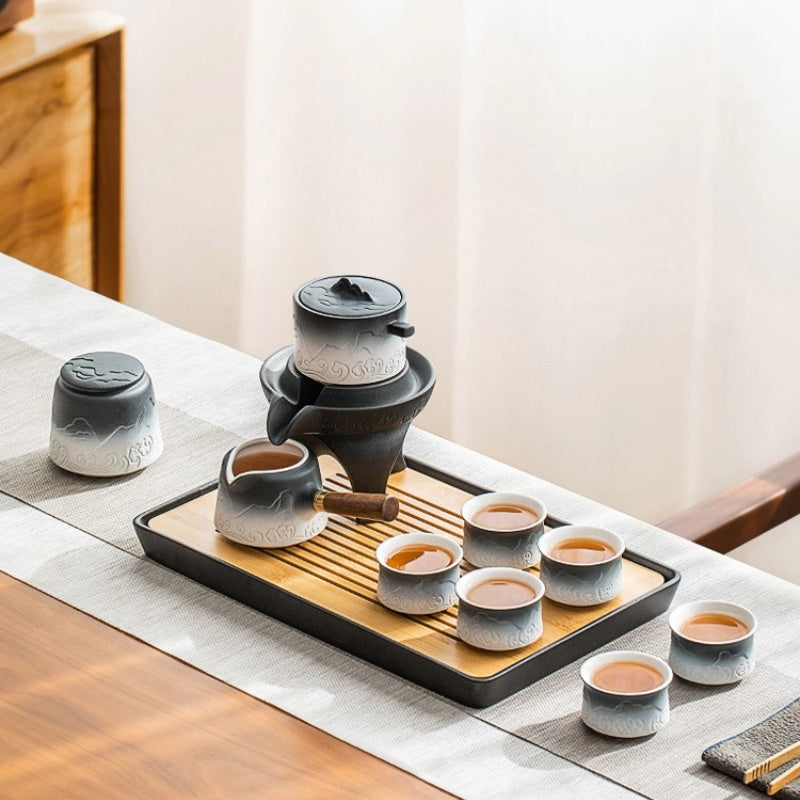 Premium White Sand Glaze Automatic Chinese Gongfu Tea Set