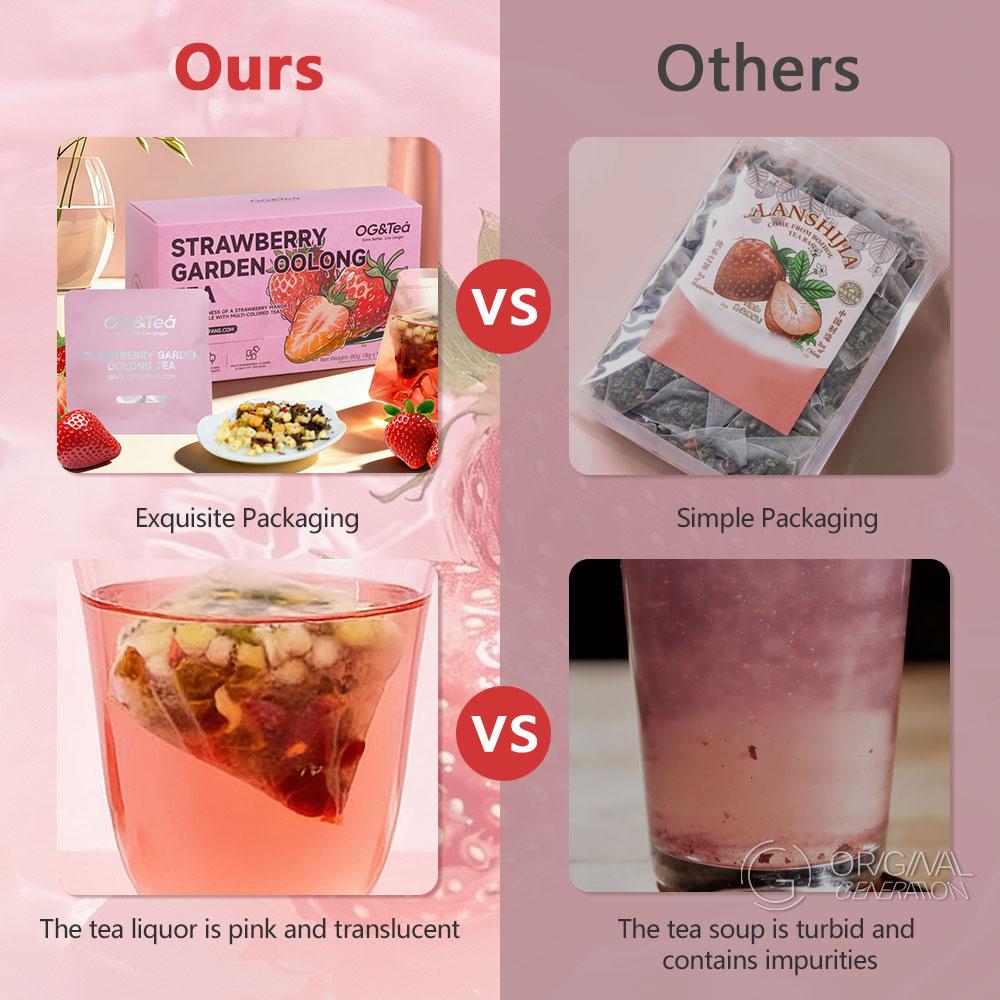 BOGO Strawberry Garden Oolong Tea Blend (2 Cartons, 80g Total: 8g×10 Packs Each) with 500ml/17oz Color-Changing Water Bottle, Diverse Flavors Beverage for Tea Lovers, Unique Taste Mix of Snow Pear, Kiwi, Roselle, 10‑Pack Convenience