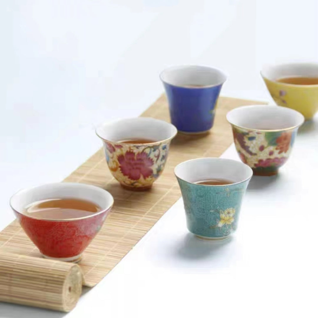 #152 Ceramic Chinese Teacups 6-Pack
