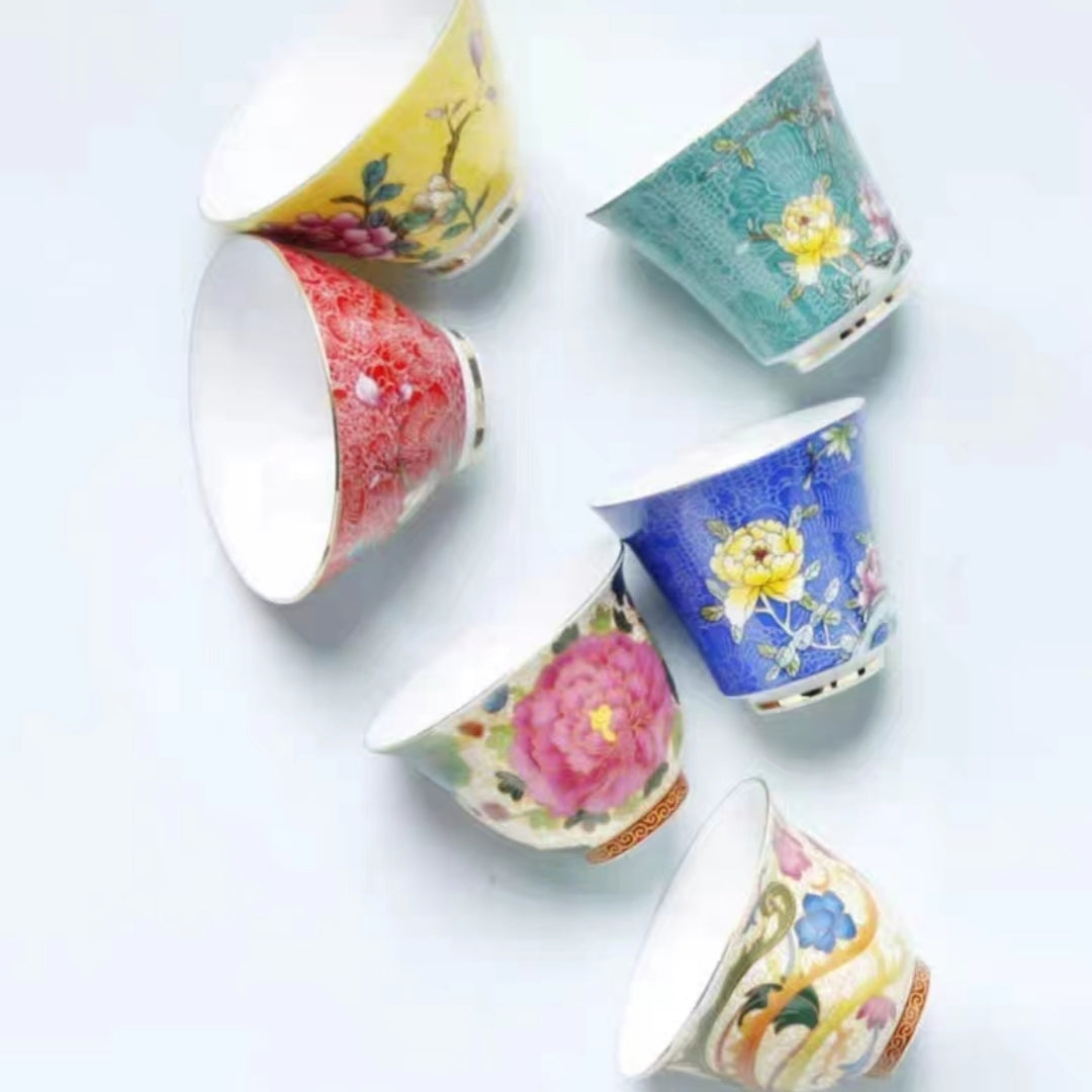 #152 Ceramic Chinese Teacups 6-Pack