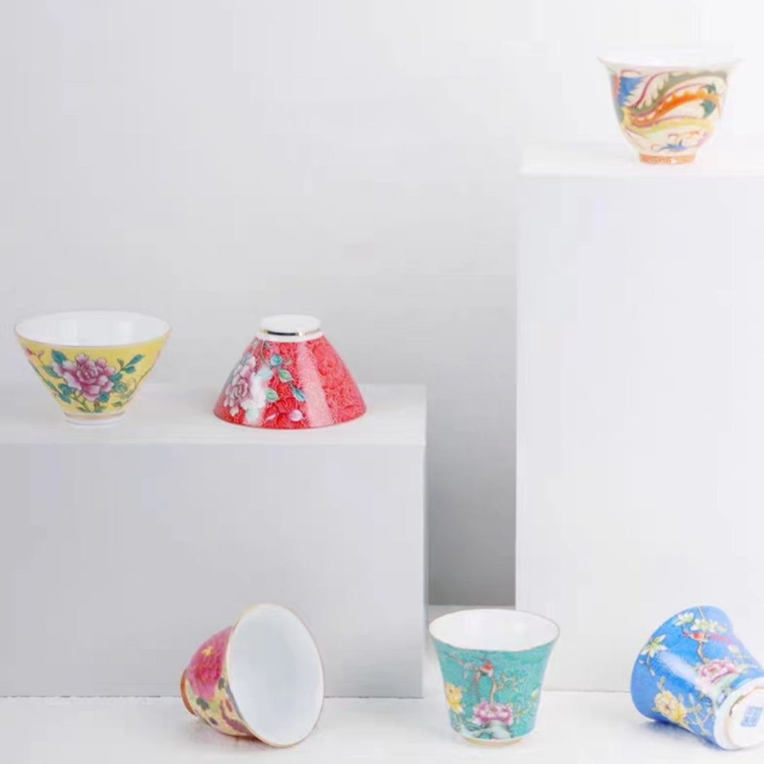 #152 Ceramic Chinese Teacups 6-Pack