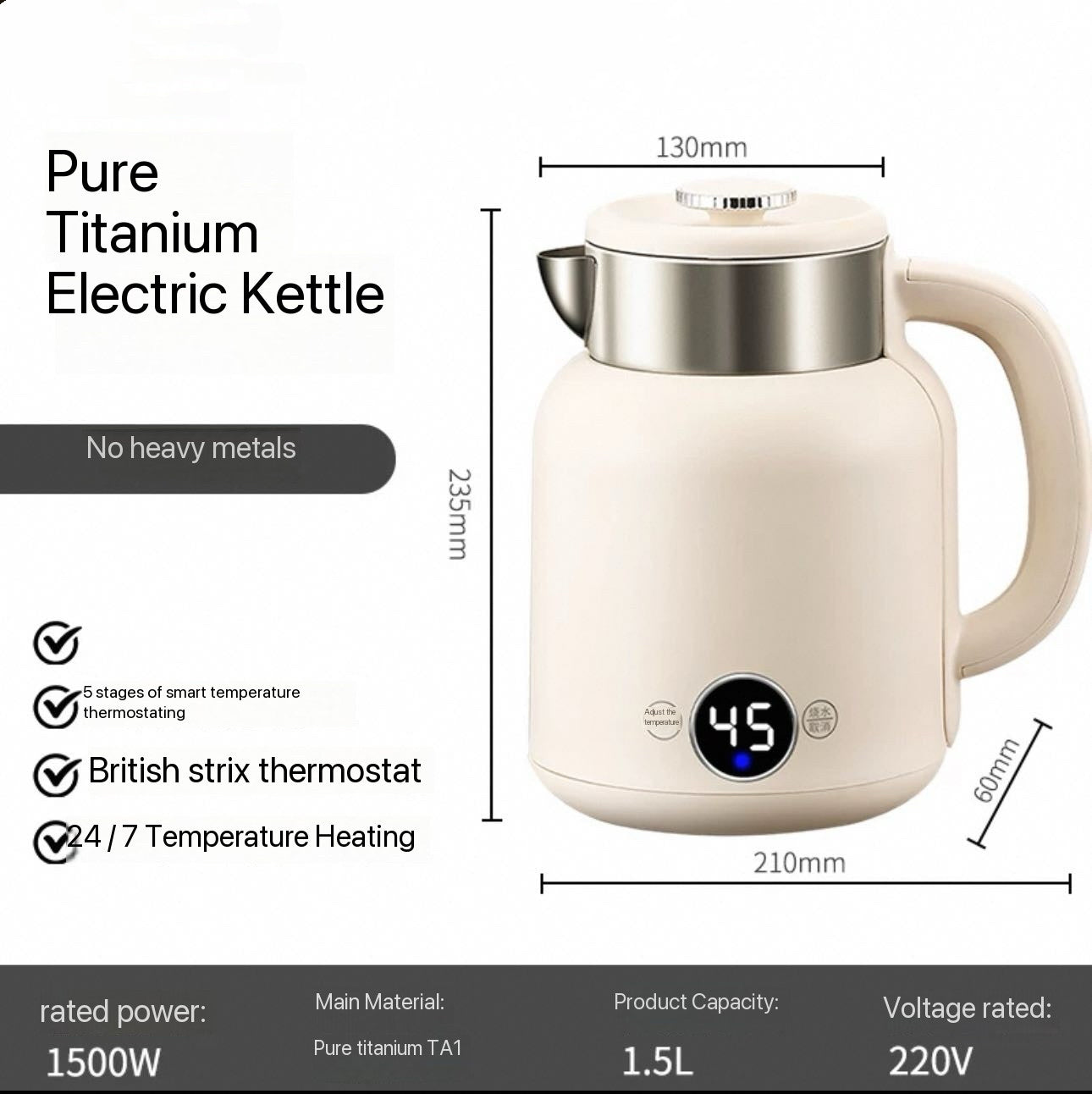 Pure Titanium Smart Electric Kettle