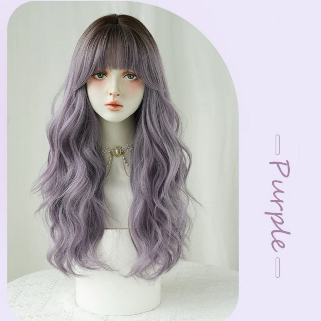 Purple Full Lace Wig with Big Wave Long Curls