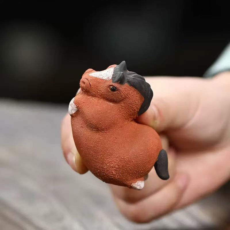 Tang Dynasty Horse Handmade Wobbler Zisha Tea Pet