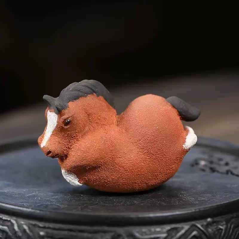 Tang Dynasty Horse Handmade Wobbler Zisha Tea Pet