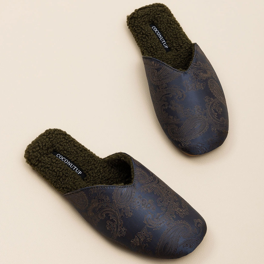 Luxury Velvet-Lined House Shoes with Camel Wool & Anti-Slip Sole