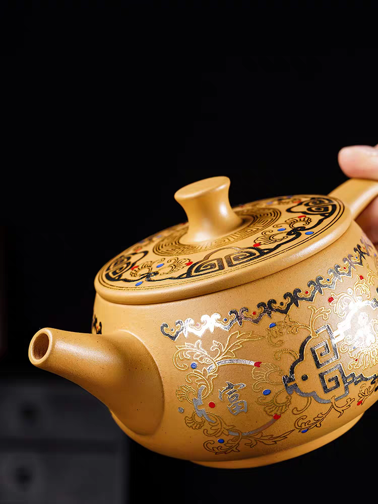 Duan‑Clay Gold‑Silver Inlay Teapot 370ml