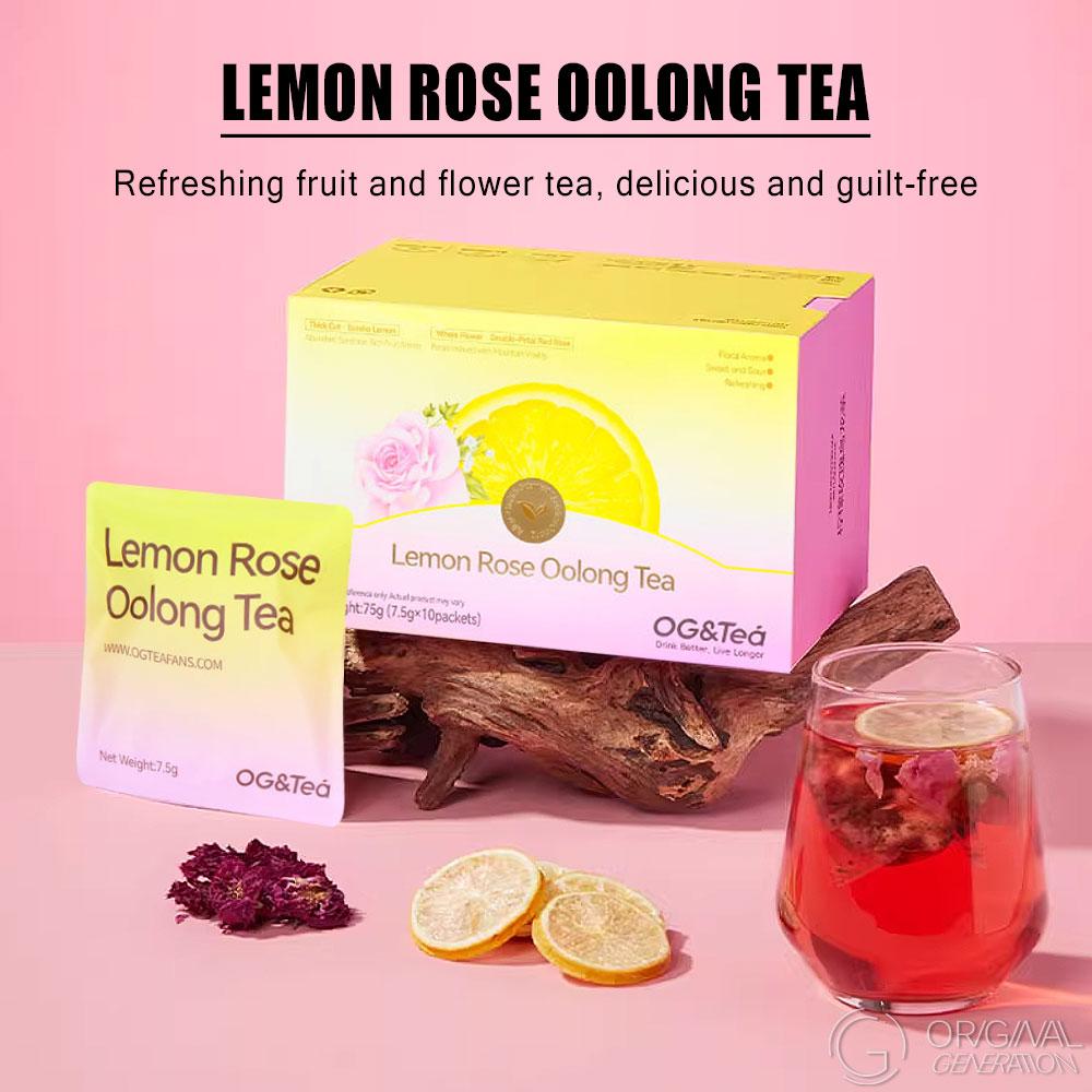 BOGO 2 Cartons Beauty Tea Lemon Rose Oolong Tea Summer Limited Edition  (1 Carton 7.5g×10packs)x2 With Color Changing Water Bottle Lemon, Apple, Dragon Fruit, Pear, Oolong Tea, Rose, Citronella, Mint