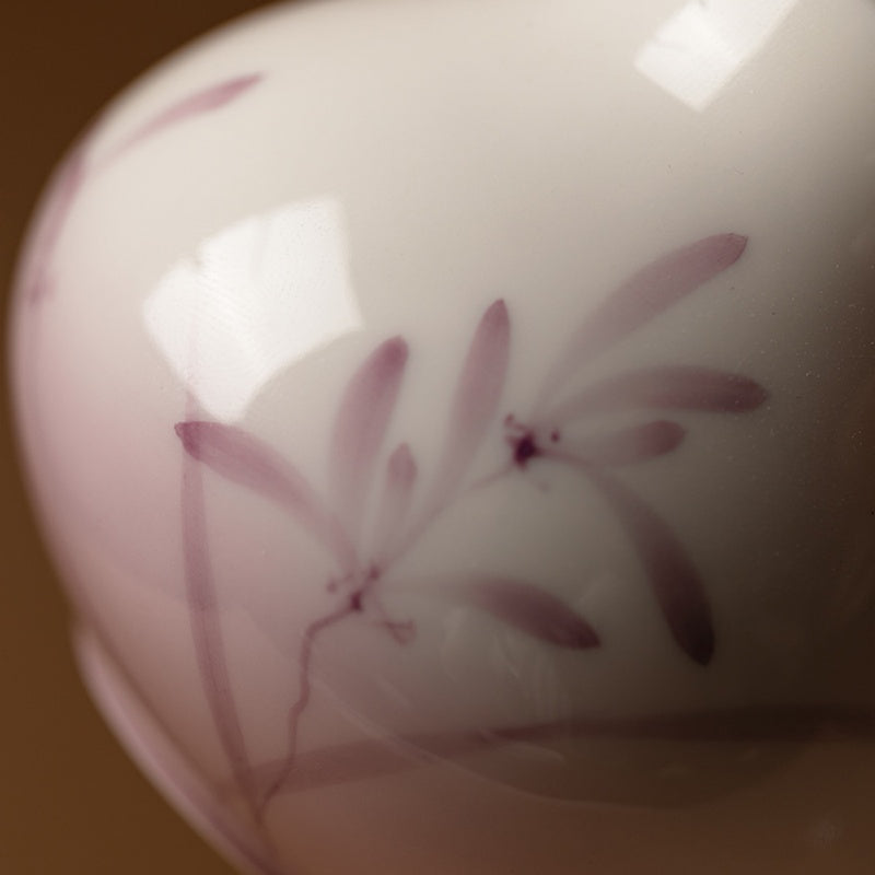 Exquisite Hand Painted Orchid Ceramic Tea Caddy