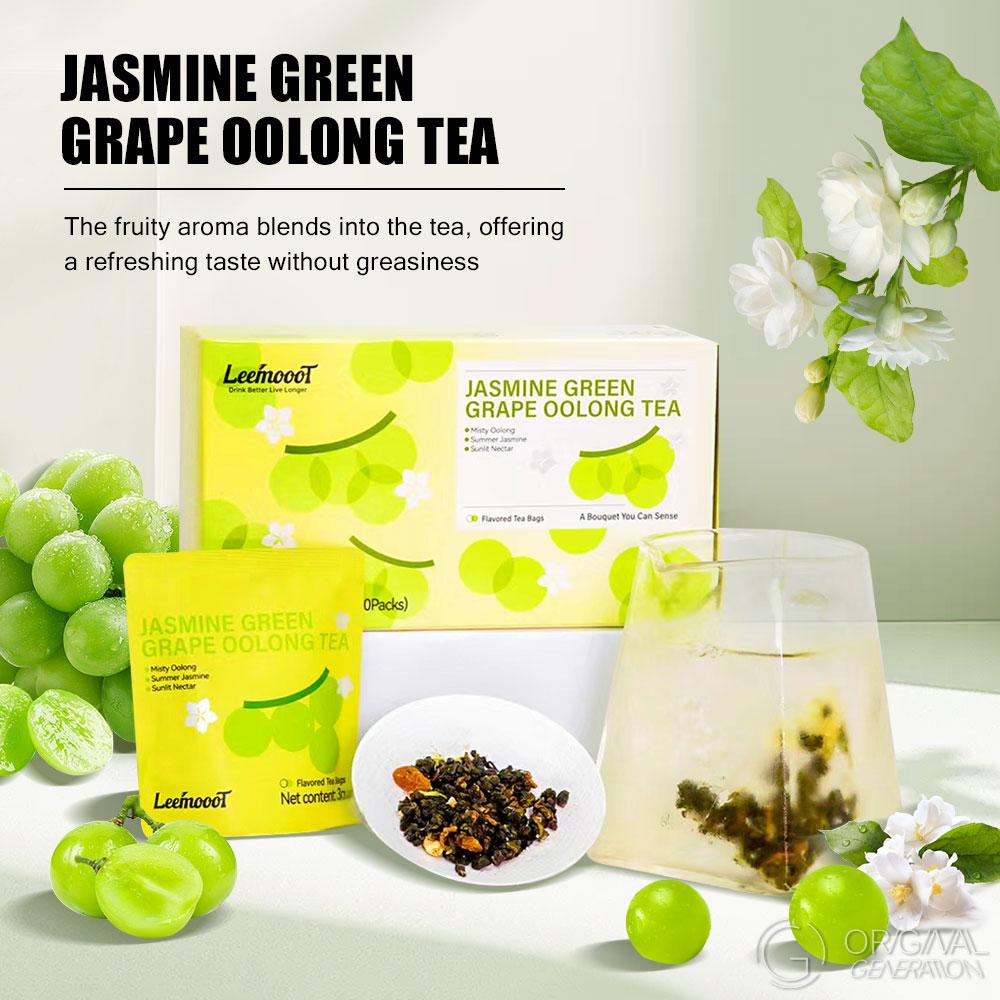 BOGO Jasmine Green Grape Oolong 2 Cartons 30g(3g x 10pcs)Tea Oolong Tea Jasmine Buds Greengrape 0 Fat 0 Sucrose With Color Changing Water Bottle 500ml/17oz