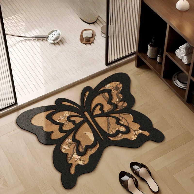 Vintage Butterfly Algae Mud Bathroom Absorbent Mat