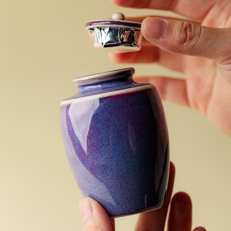 Handmade Purple Jun Kiln Tea Caddy