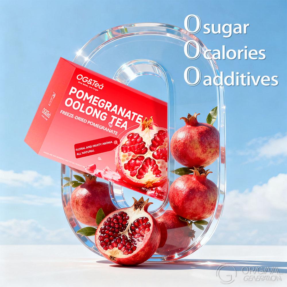BOGO Pomegranate Oolong Tea 2 Cartons(1 Carton 55g 5.5g×10packs)×2 With Color Changing Glass Water Bottle Oolong Tea Snow Pear Pomegrante Apple Hibiscus Dragon Fruit