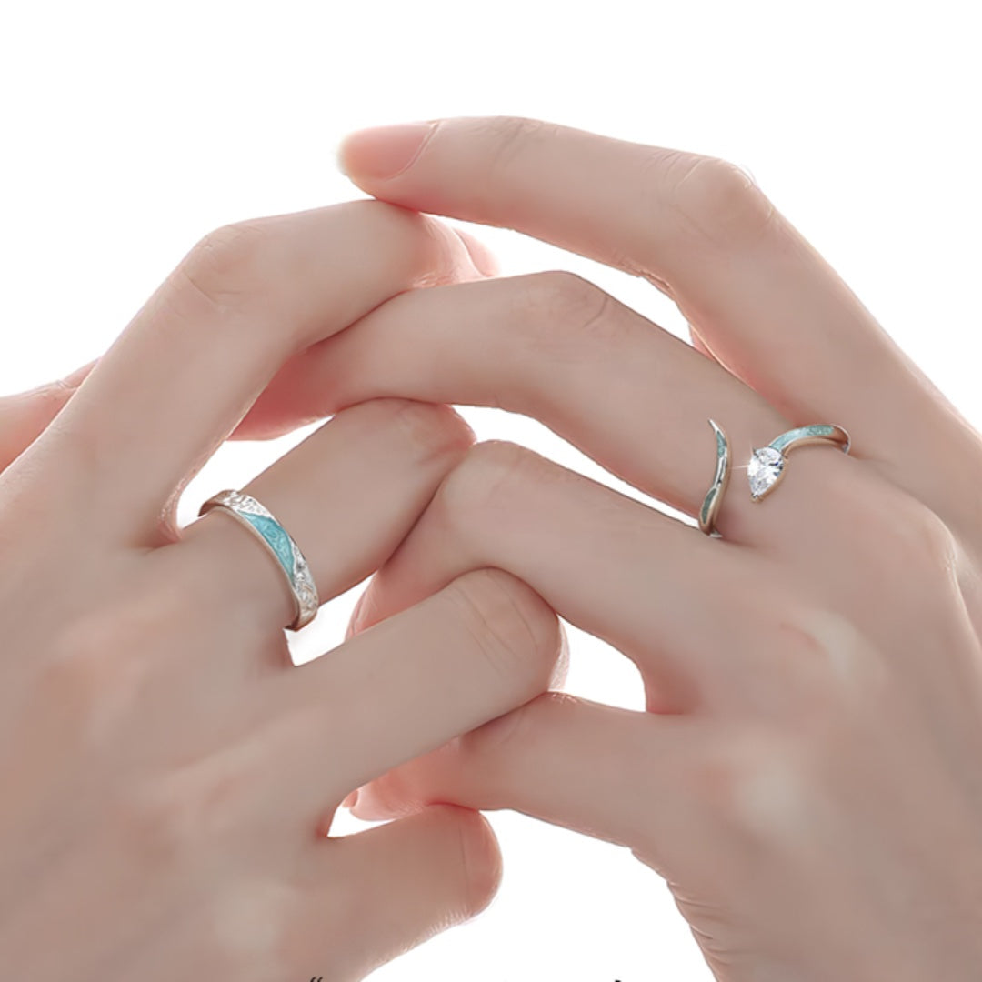 Couple Silver Snake Ring Set - Symbol Of Eternal Love And Rebirth