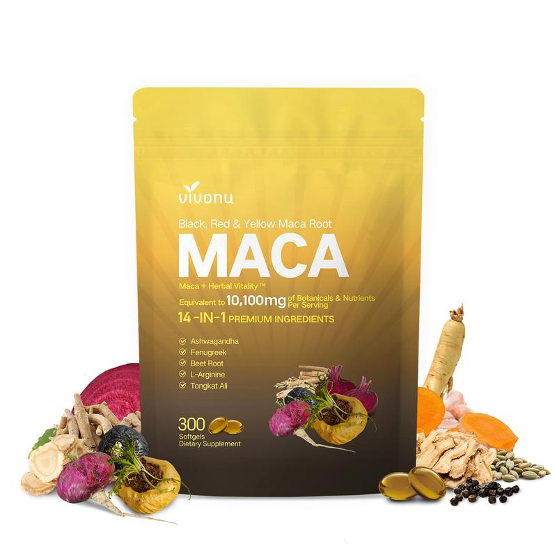 BOGO VivoNu Black, Red & Yellow Maca Root Capsules – Supports Energy & Stamina, Hormonal Balance, Digestion, and Vitality, 100-Day Supply