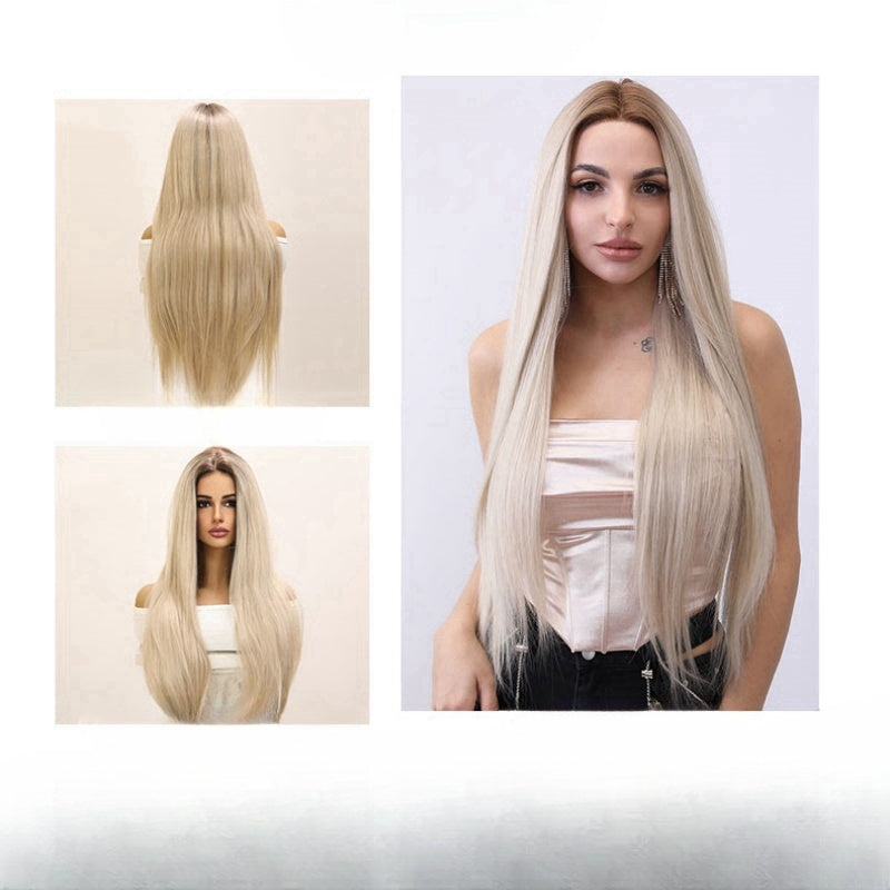 Stunning Ombre Golden Long Straight Lace Front Wig