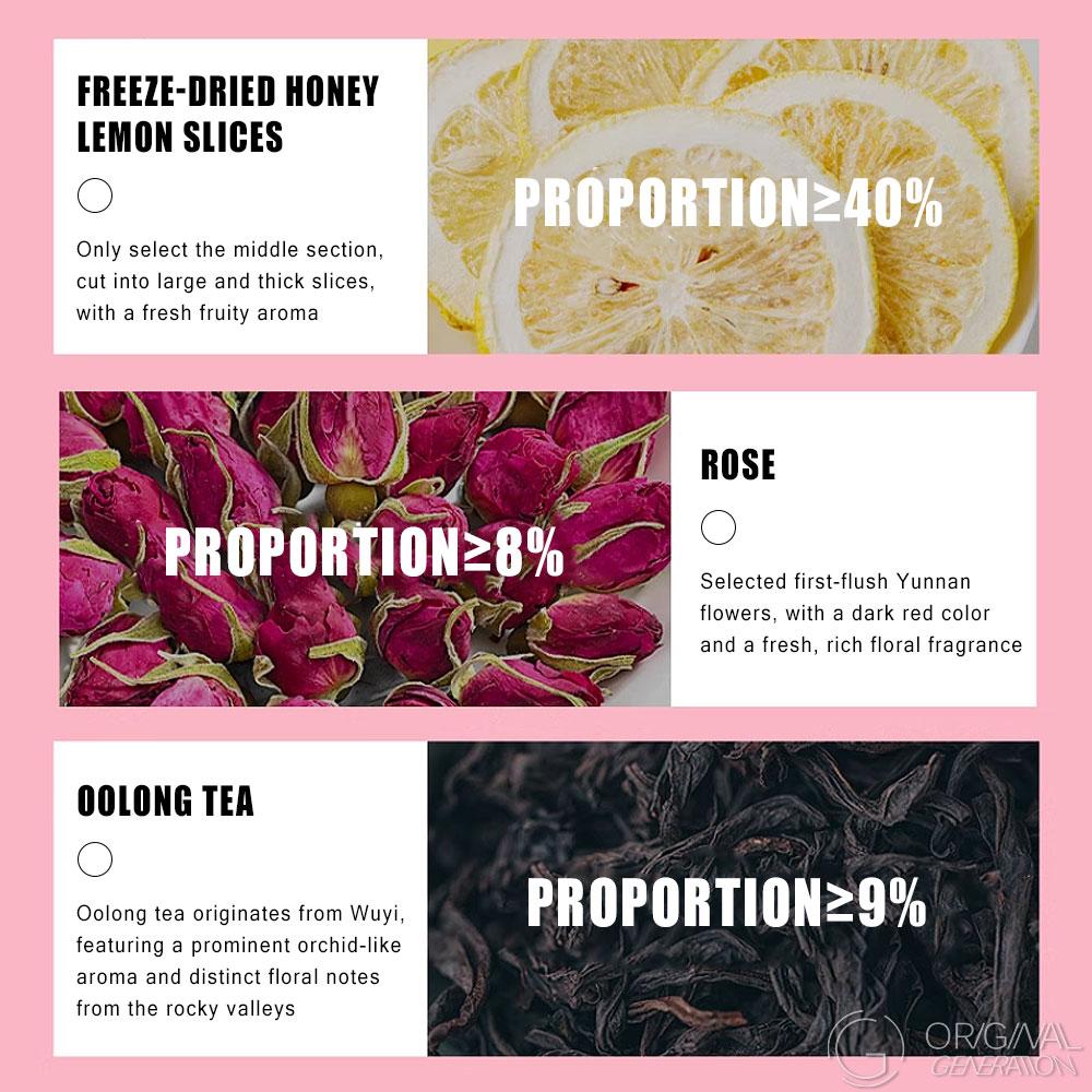 BOGO 2 Cartons Beauty Tea Lemon Rose Oolong Tea Summer Limited Edition  (1 Carton 7.5g×10packs)x2 With Color Changing Water Bottle Lemon, Apple, Dragon Fruit, Pear, Oolong Tea, Rose, Citronella, Mint