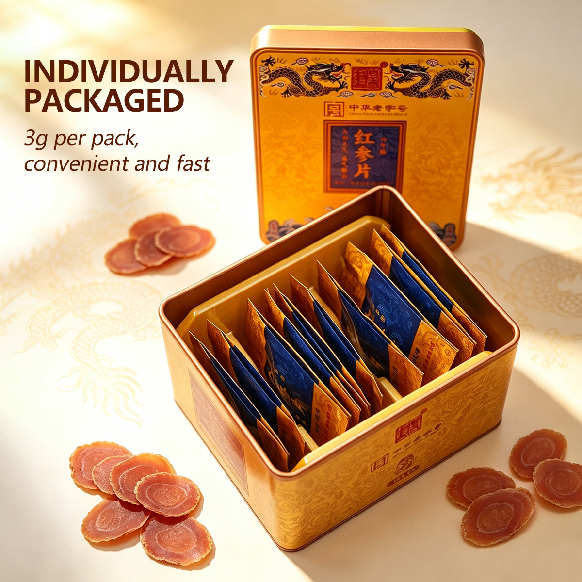 6-Year-Old Root Red Ginseng Slices– 30g Net Weight | 3g x 10 bags