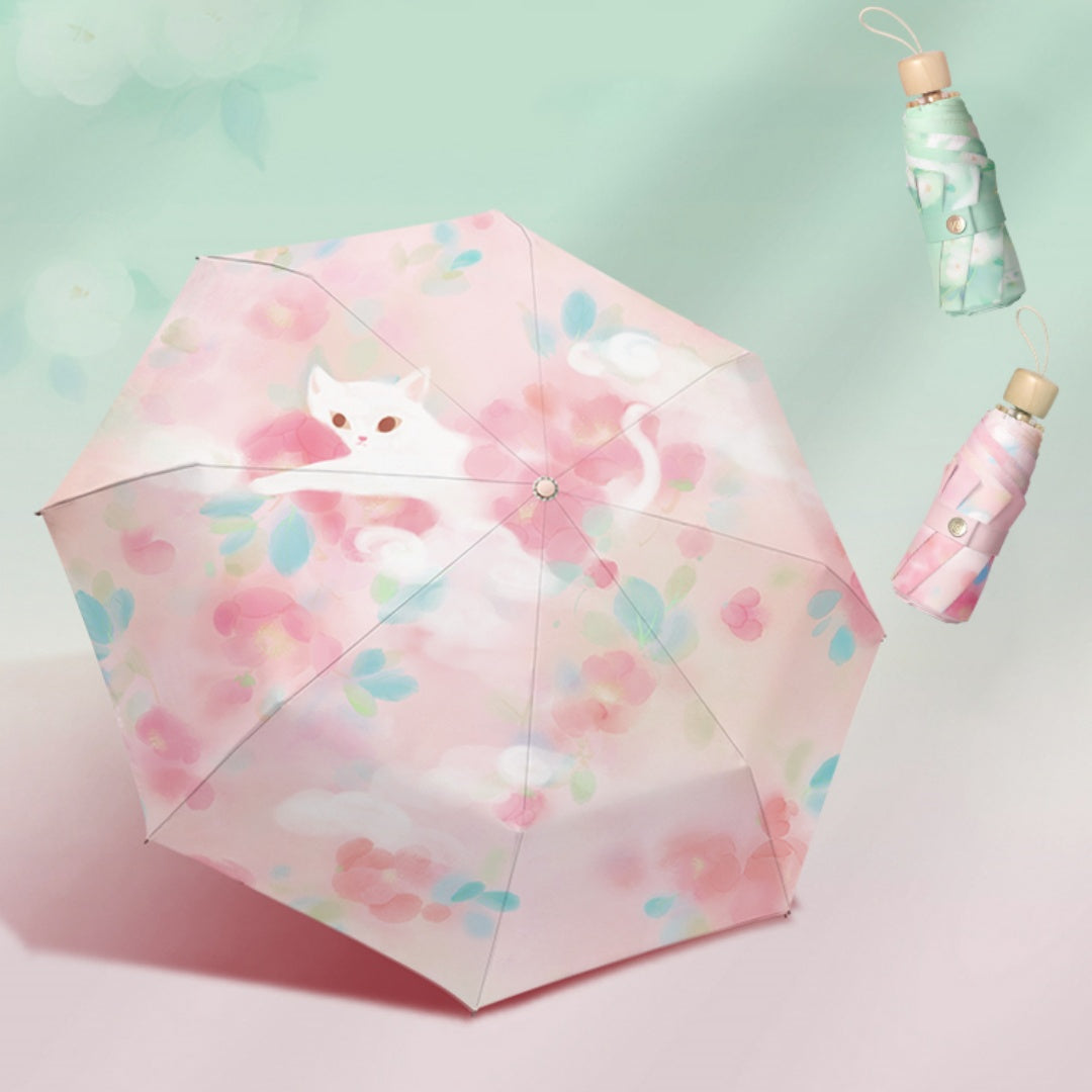 Traditional Chinese Style Compact Umbrella - Lightweight UV Protection Suitable for Women