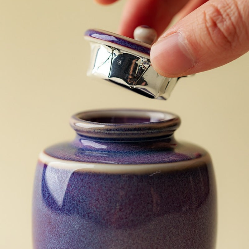 Handmade Purple Jun Kiln Tea Caddy