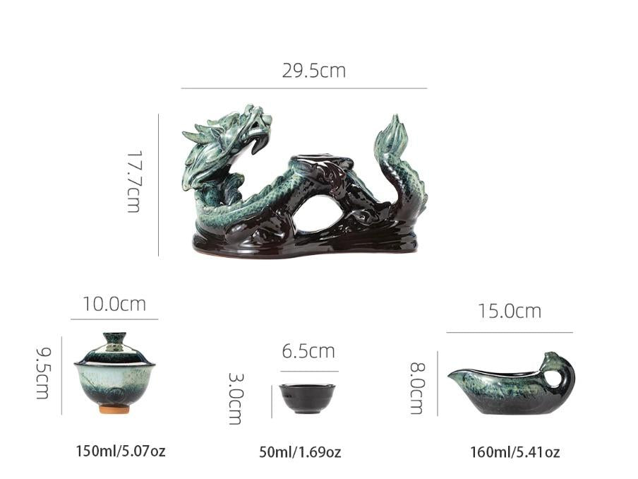 Prosperous Age Auspicious Dragon Automatic Tea Set(Auspicious Dragon + 8 Cups)