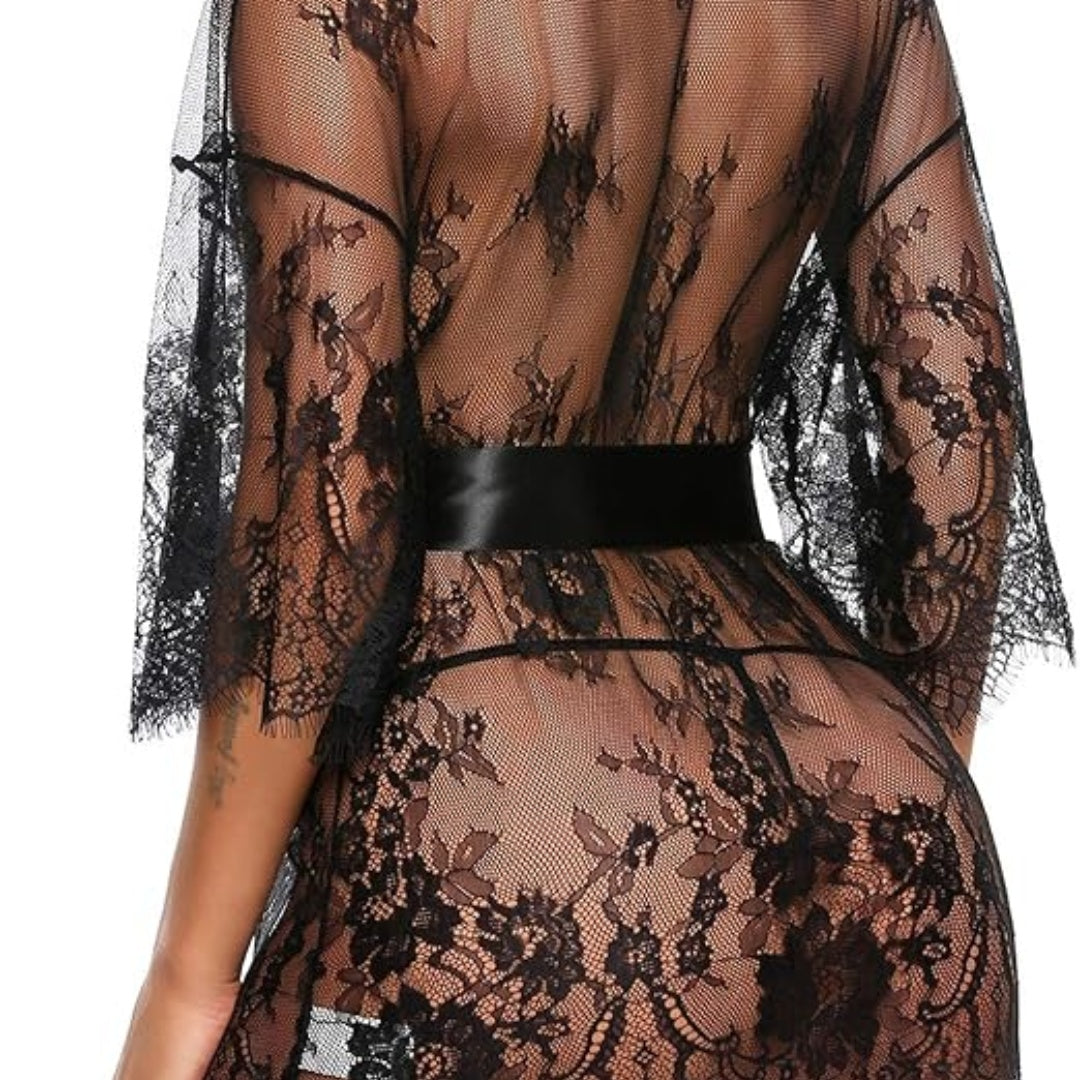 #227 Avidlove Women's Lace Kimono Robe Babydoll Lingerie Mesh Nightgown