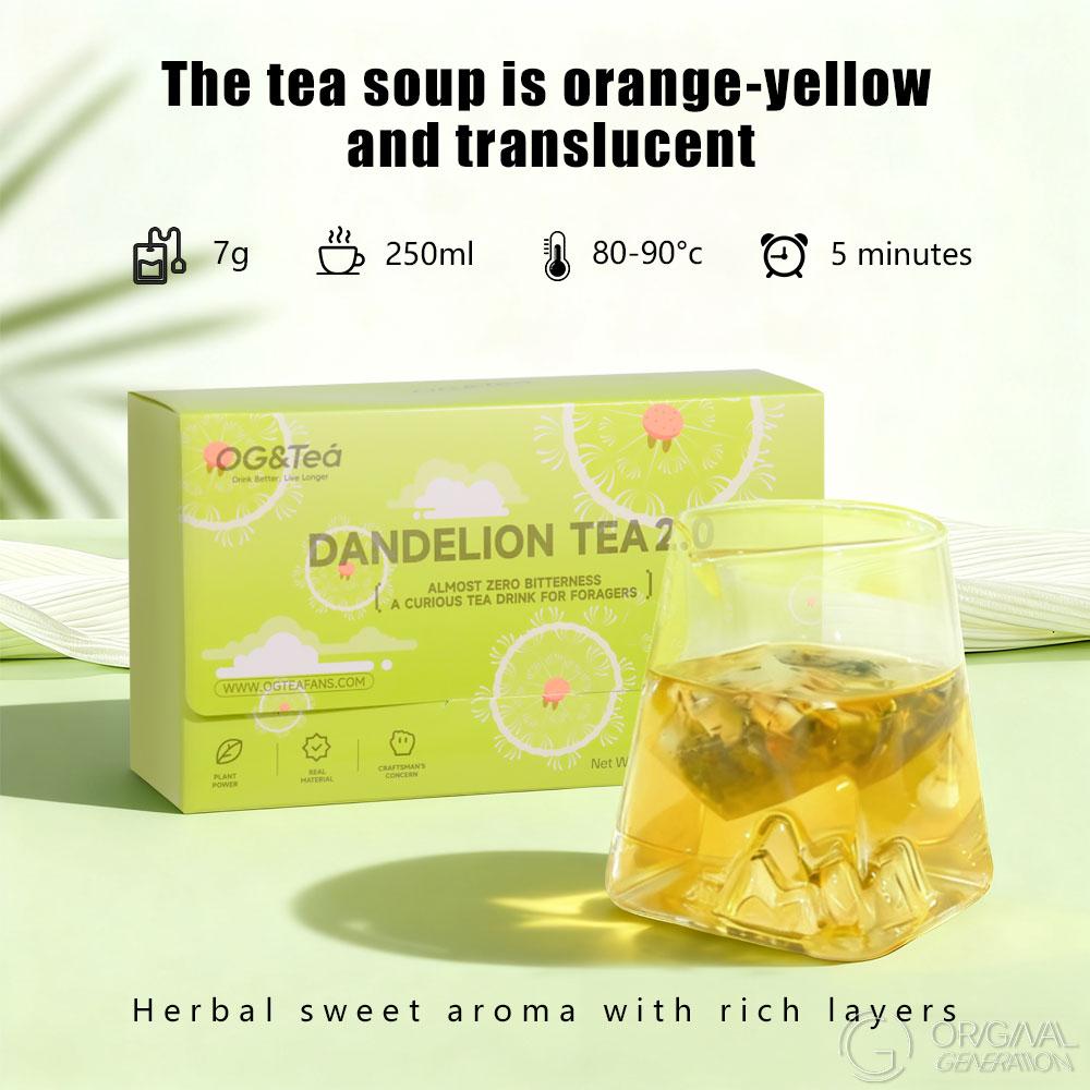 BOGO 2.0 Liver Detox Tea Dandelion Tea Caffeine Free 2 Cartons 70g (7g×10packs)×2 With Siraitia Grosvenorii Seed Dandelion Hawthorn Fig Chrysanthemum Plum Kernels Chiciry Mint