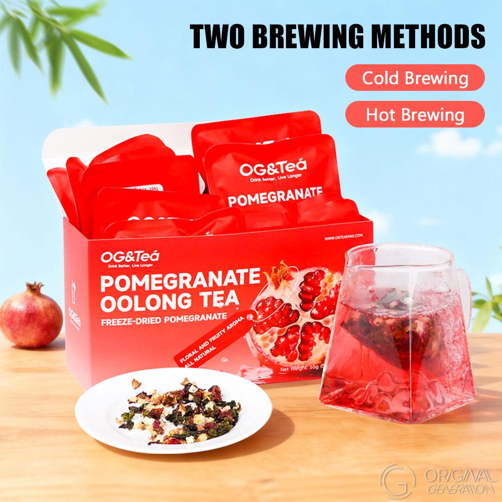 BOGO Pomegranate Oolong Tea 2 Cartons(1 Carton 55g 5.5g×10packs)×2 With Color Changing Glass Water Bottle Oolong Tea Snow Pear Pomegrante Apple Hibiscus Dragon Fruit