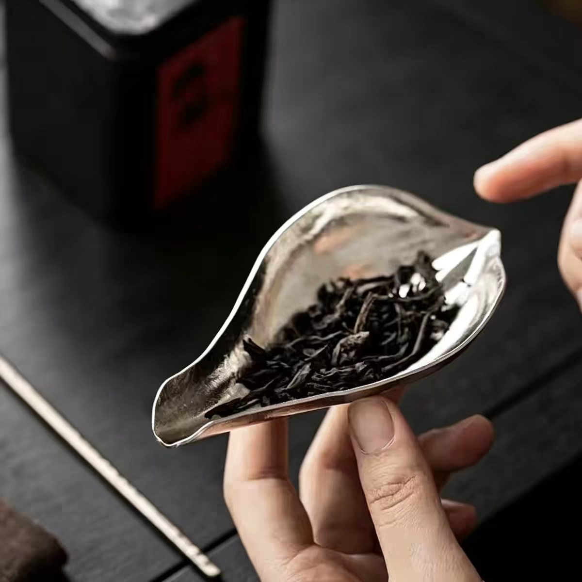 Pure‑Titanium Leaf‑Shaped Tea Scoop & Tea Pick Set