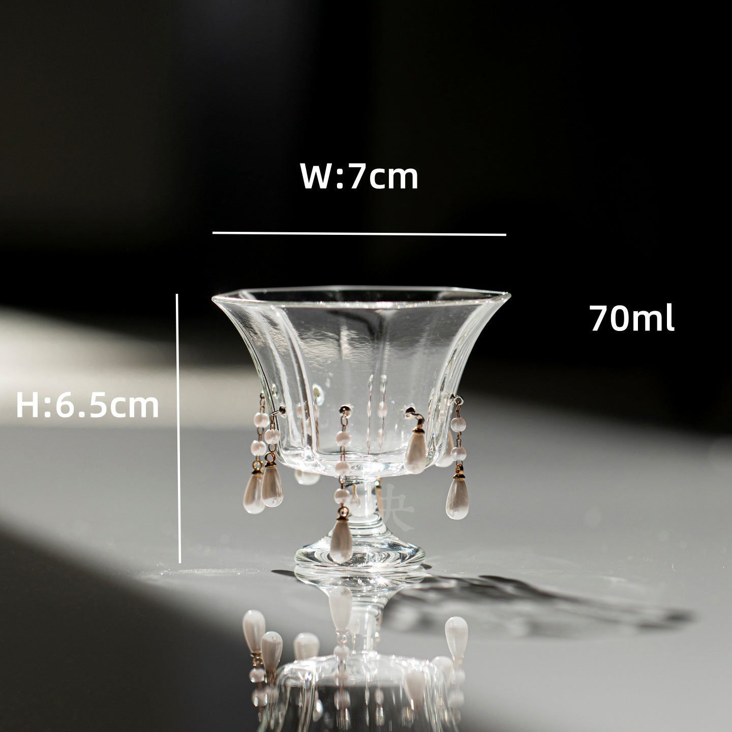 "Mermaid's Tear" Octagonal Glass Tea Cup
