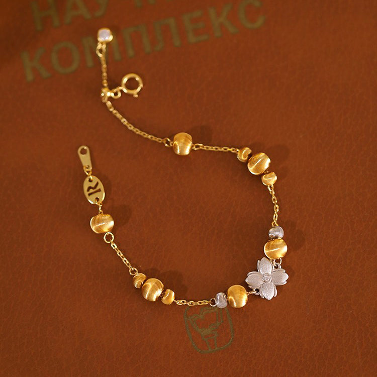Endless Good Fortune Retro Design High-End Luxury Old Money Style Four-Leaf Clover Brushed Sterling Silver Bracelet