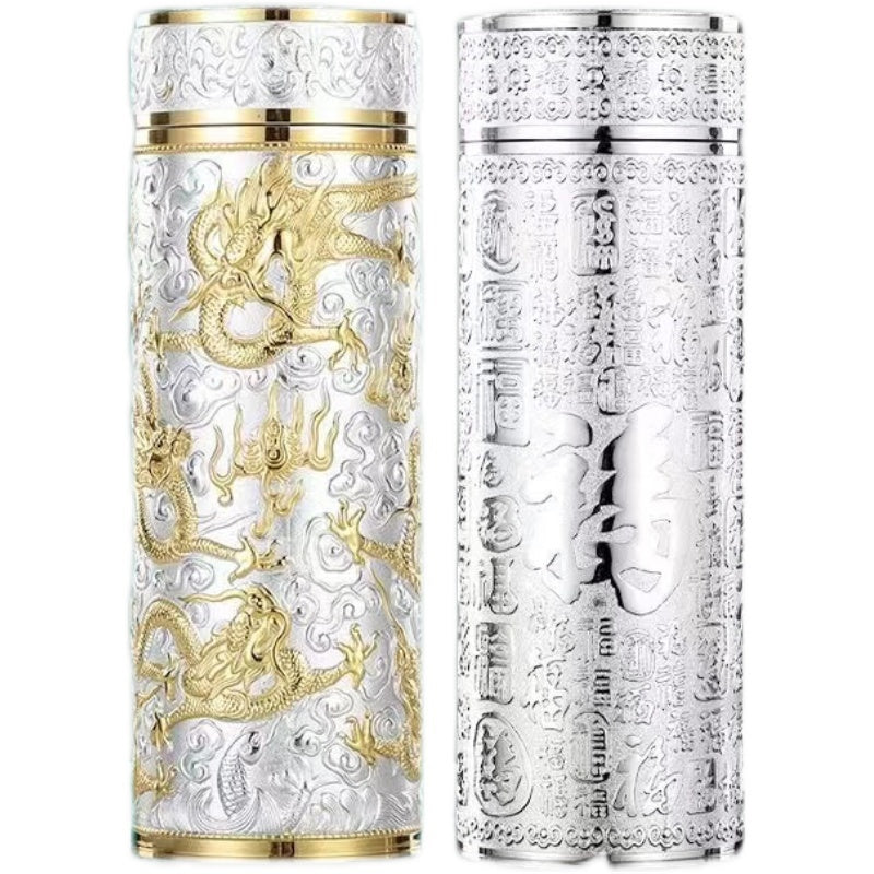 Antibacterial and Luxury 999 Pure Silver Insulated Tumbler/ Ideal Drinking Bottle for Daily Water/Coffee/Tea