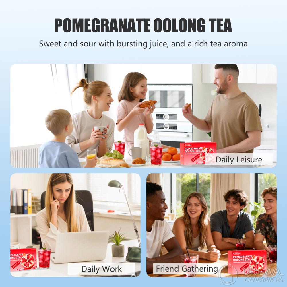 BOGO Pomegranate Oolong Tea 2 Cartons(1 Carton 55g 5.5g×10packs)×2 With Color Changing Glass Water Bottle Oolong Tea Snow Pear Pomegrante Apple Hibiscus Dragon Fruit