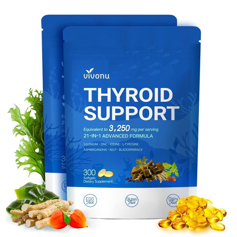 BOGO VivoNu 3250mg Thyroid Iodine Support - B12, Folate, Zinc, Selenium, Ashwagandha, Supports Hormone Balance, Boosts Energy, Improves Sleep, 100-Day Supply