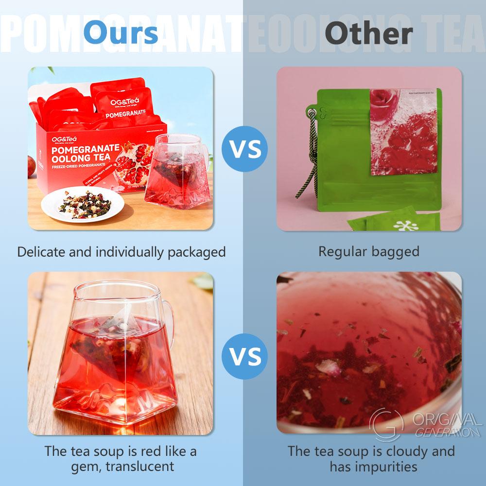 BOGO Pomegranate Oolong Tea 2 Cartons(1 Carton 55g 5.5g×10packs)×2 With Color Changing Glass Water Bottle Oolong Tea Snow Pear Pomegrante Apple Hibiscus Dragon Fruit