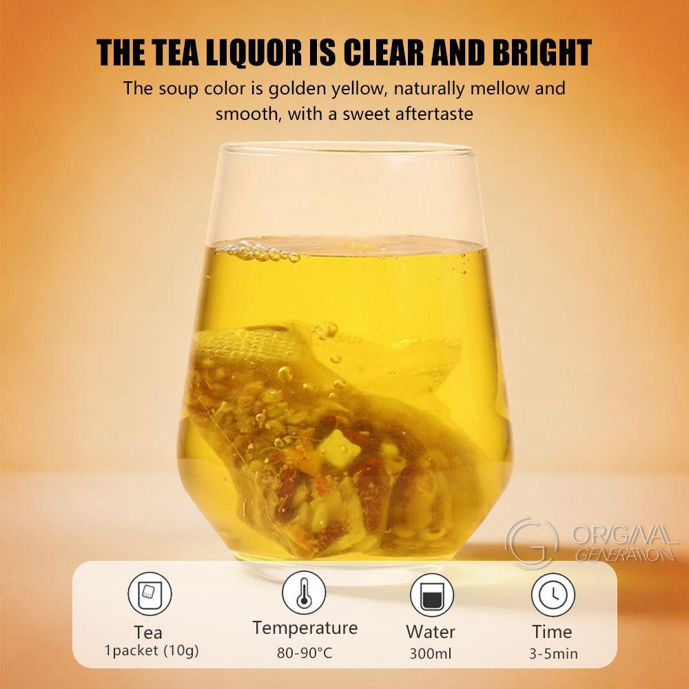 BOGO Anti Inflammation Tea  With Free Pressure Thermos Five Fingered Peach And Pu'er Poria Coco Tea 2Cartons  (100g 10g×10packs) Caffeine Free Tea