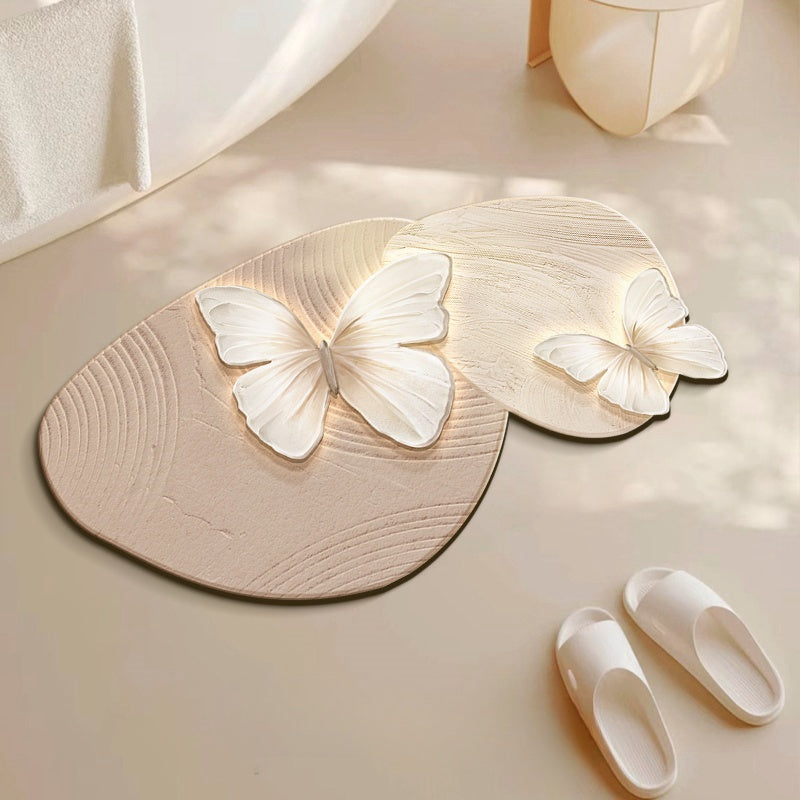 Vintage Elegance Butterfly Algae Mud Bathroom Absorbent Mat