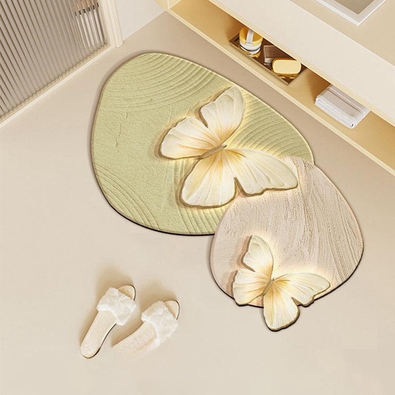 Vintage Elegance Butterfly Algae Mud Bathroom Absorbent Mat