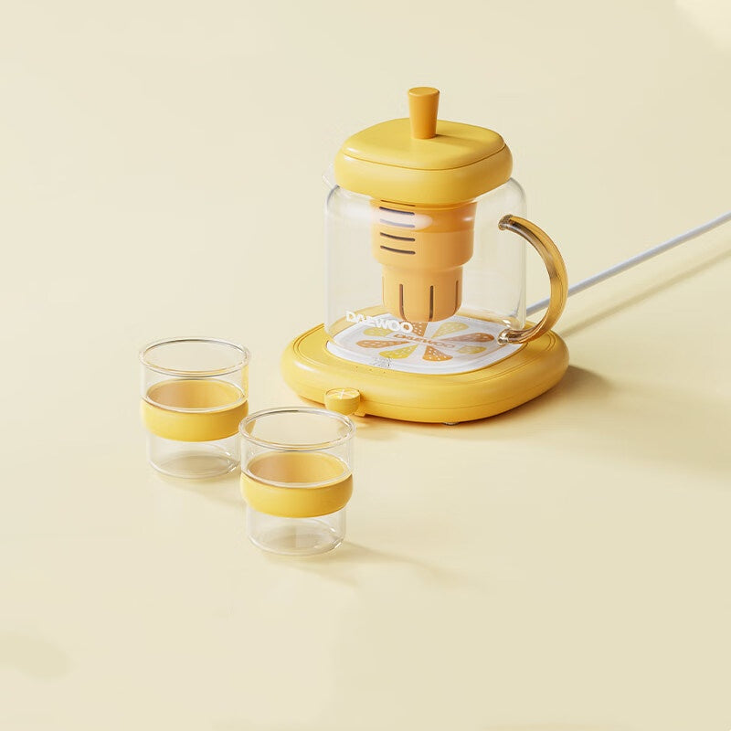 Heating Tea Pot Set with Tea Pot Heating Cup Mat and Sharing Cups