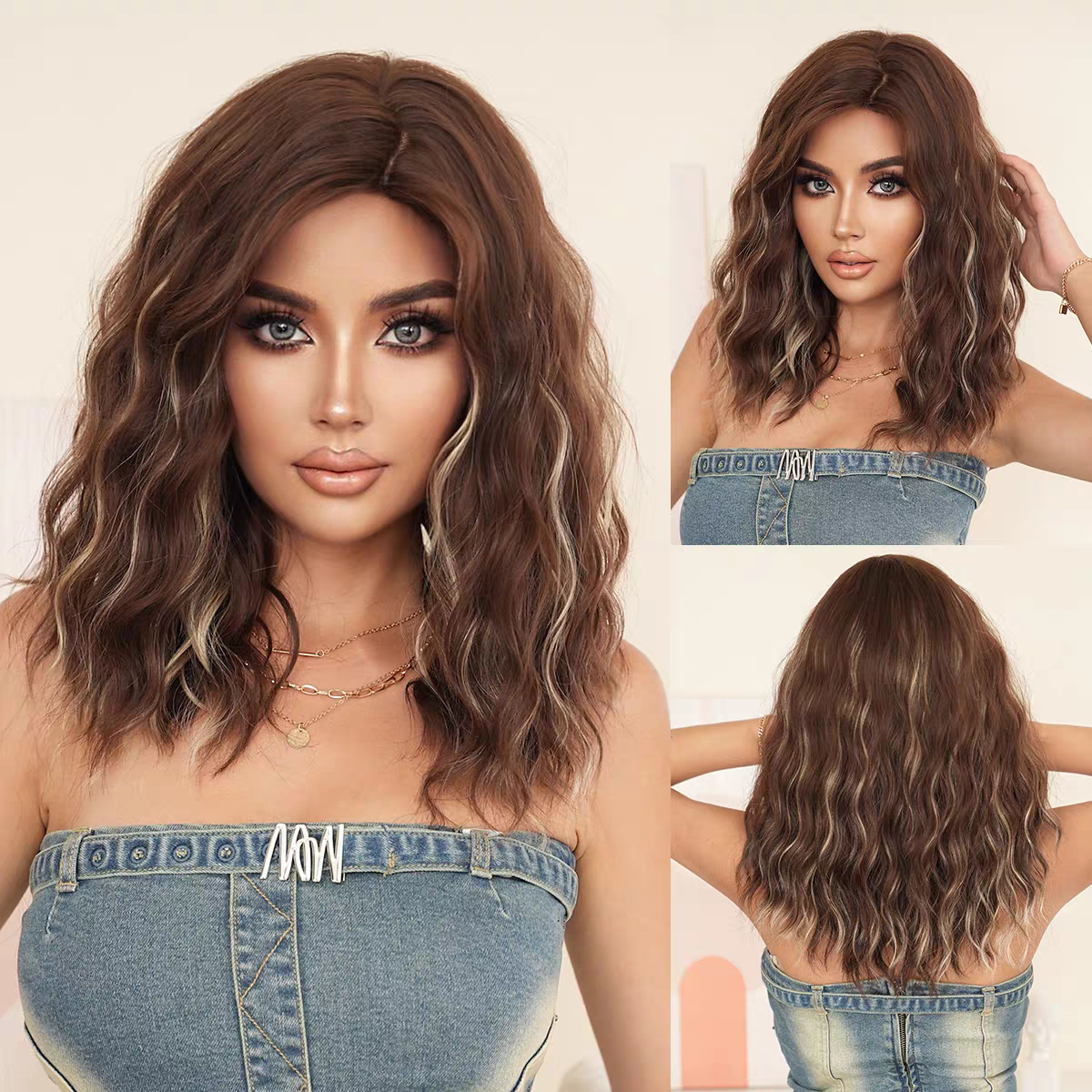 Summer Wigs for Women - Medium Short Hair Age-Reducing Breathable Heat-Resistant Fiber Wig Sets
