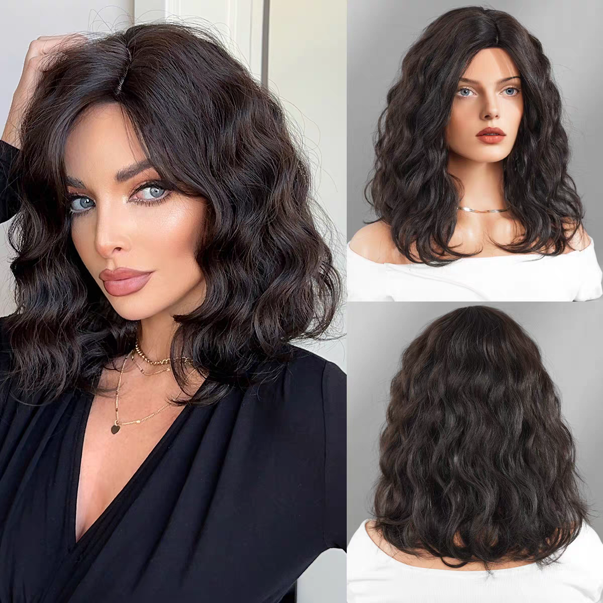 Summer Wigs for Women - Medium Short Hair Age-Reducing Breathable Heat-Resistant Fiber Wig Sets